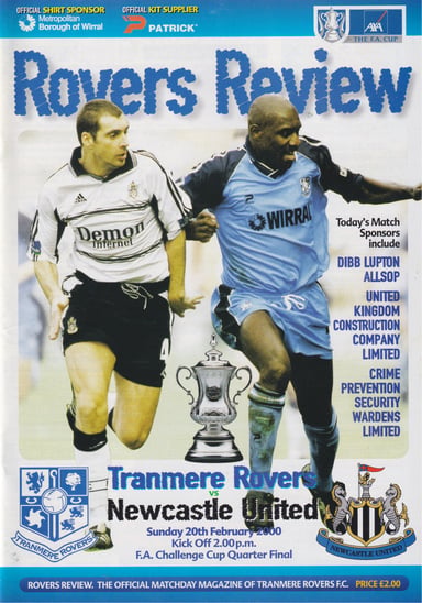 Tranmere Rovers v Newcastle United programme cover